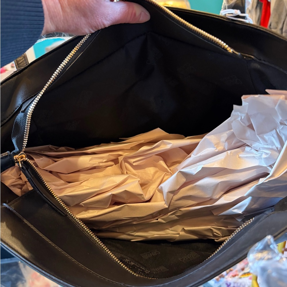 New with tags Cavalli Class Black Tote with Gold Accents - Picture 5 of 6